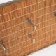 Vintage wicker coat rack with mirror and brass hooks