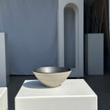 Duo of gray Indonesian ceramic bowls or salad bowls