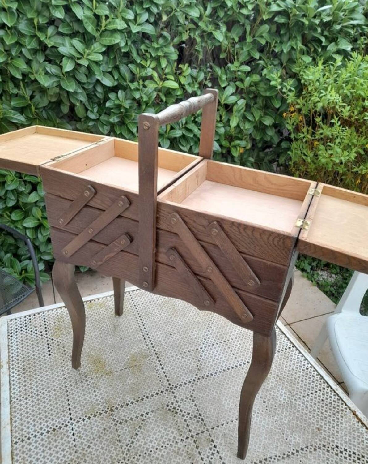 Old sewing box worker knitting work