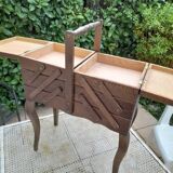 Old sewing box worker knitting work