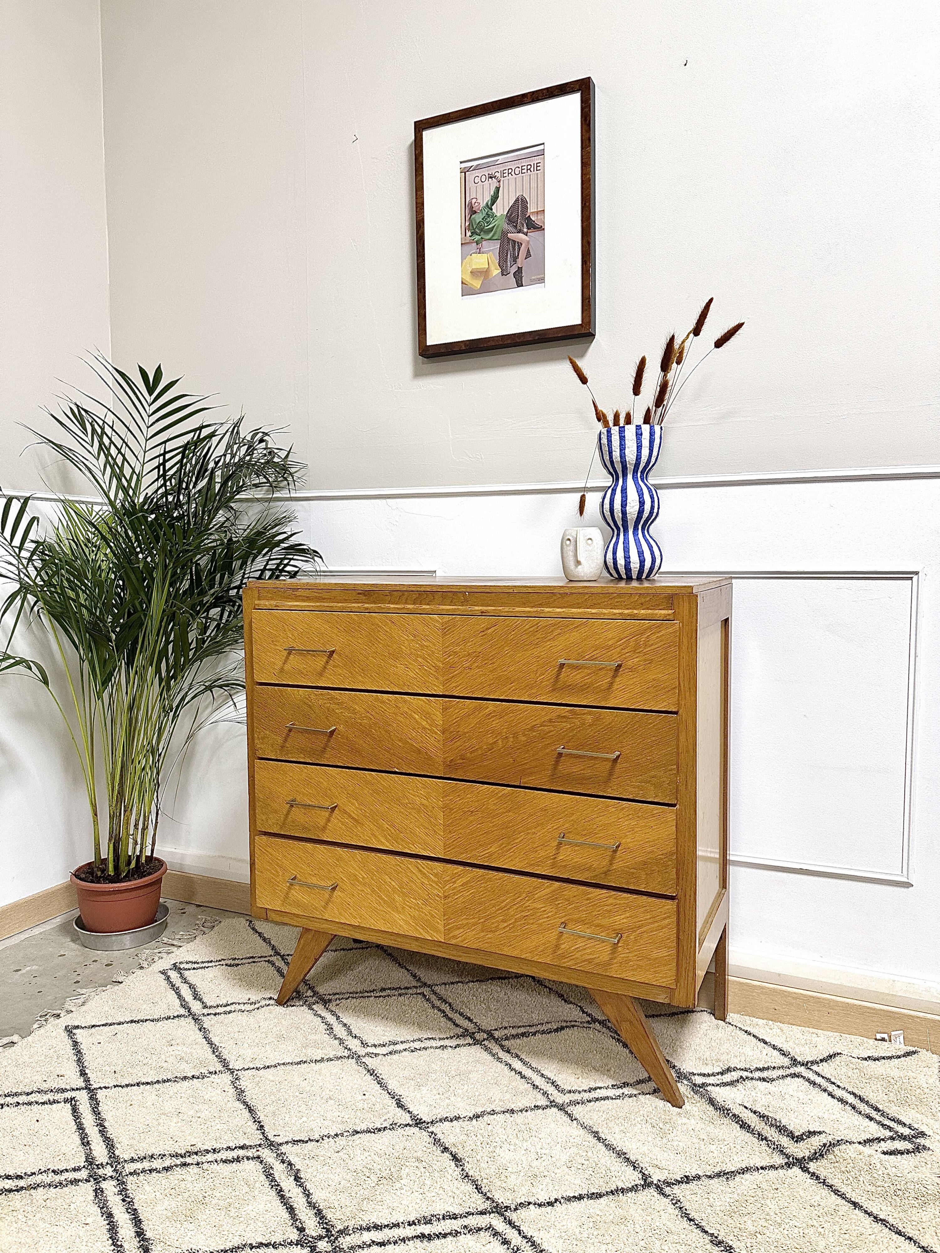 Vintage chest of drawers compass feet
