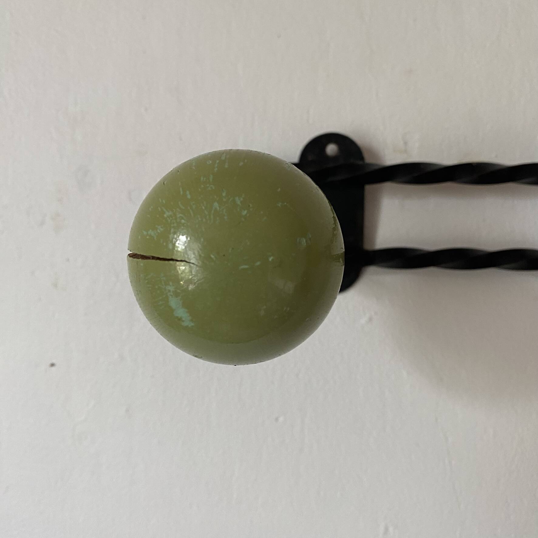 Vintage wooden coat rack balls