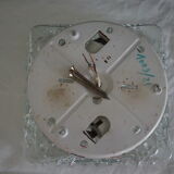 Transparent molded glass ceiling lamp – square shape – floral print.