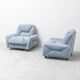 Pair of vintage Italian armchairs in light blue fabric – 1950s design