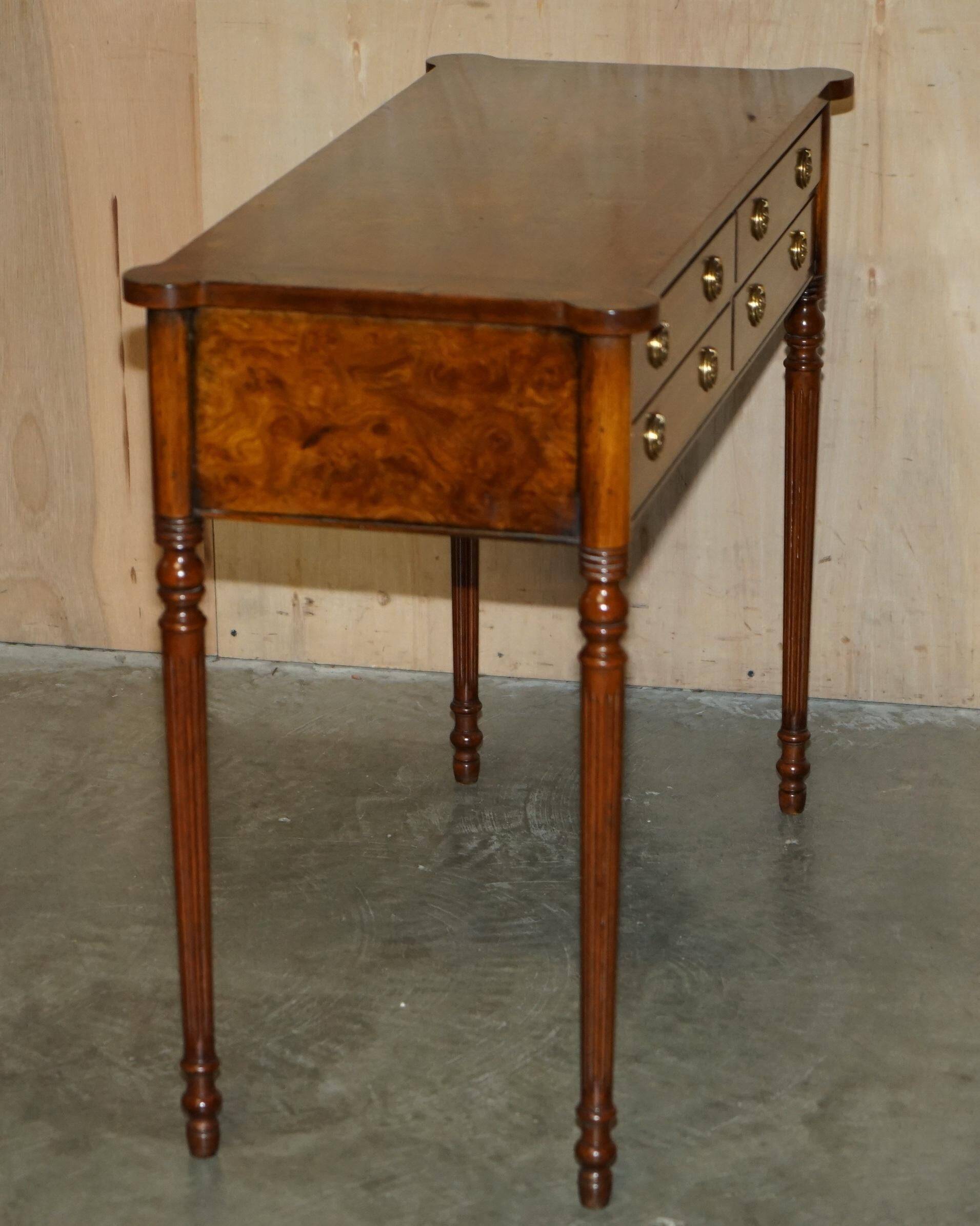 Restored console in Burr Oak & Satin Wood, circa 1920.