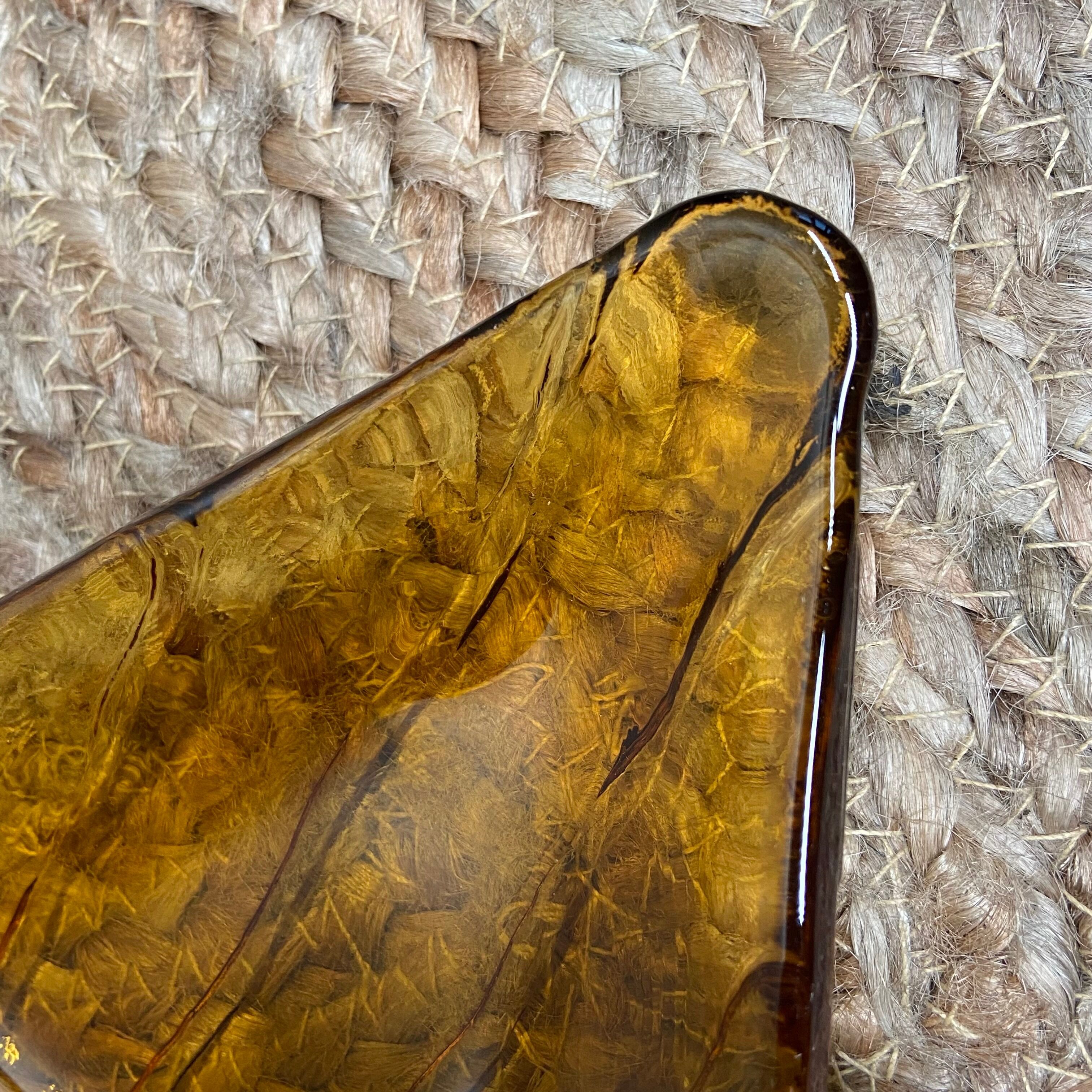 Set of 2 amber glass raviers