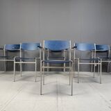 Minimalist Metal and Plywood Stackable Armchairs by Gijs Van Der Sluis, Set of 6