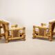 Paire de fauteuils en bambou, coussins Pierre Frey, travail français, vers 1960-70