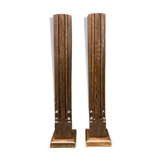 Pair of fifth columns gothic high epoch in oak