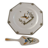Ensemble de plat et pelle à gâteaux en porcelaine de moustiers
