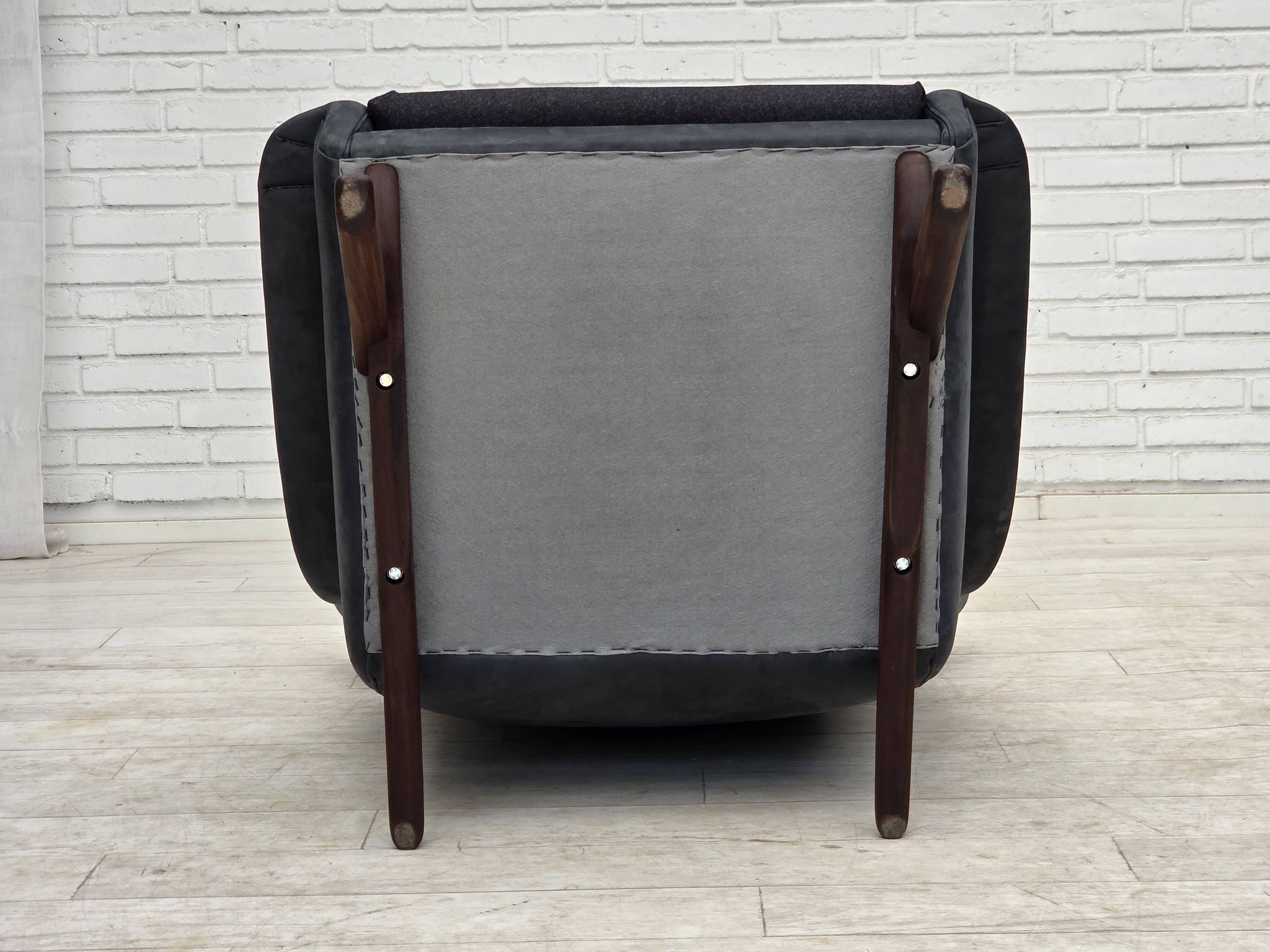 1970s, Danish design by Illum Wikkelsø, reupholstered armchair, leather.