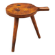 Tabouret tripode ancien  en chêne massif art populaire 