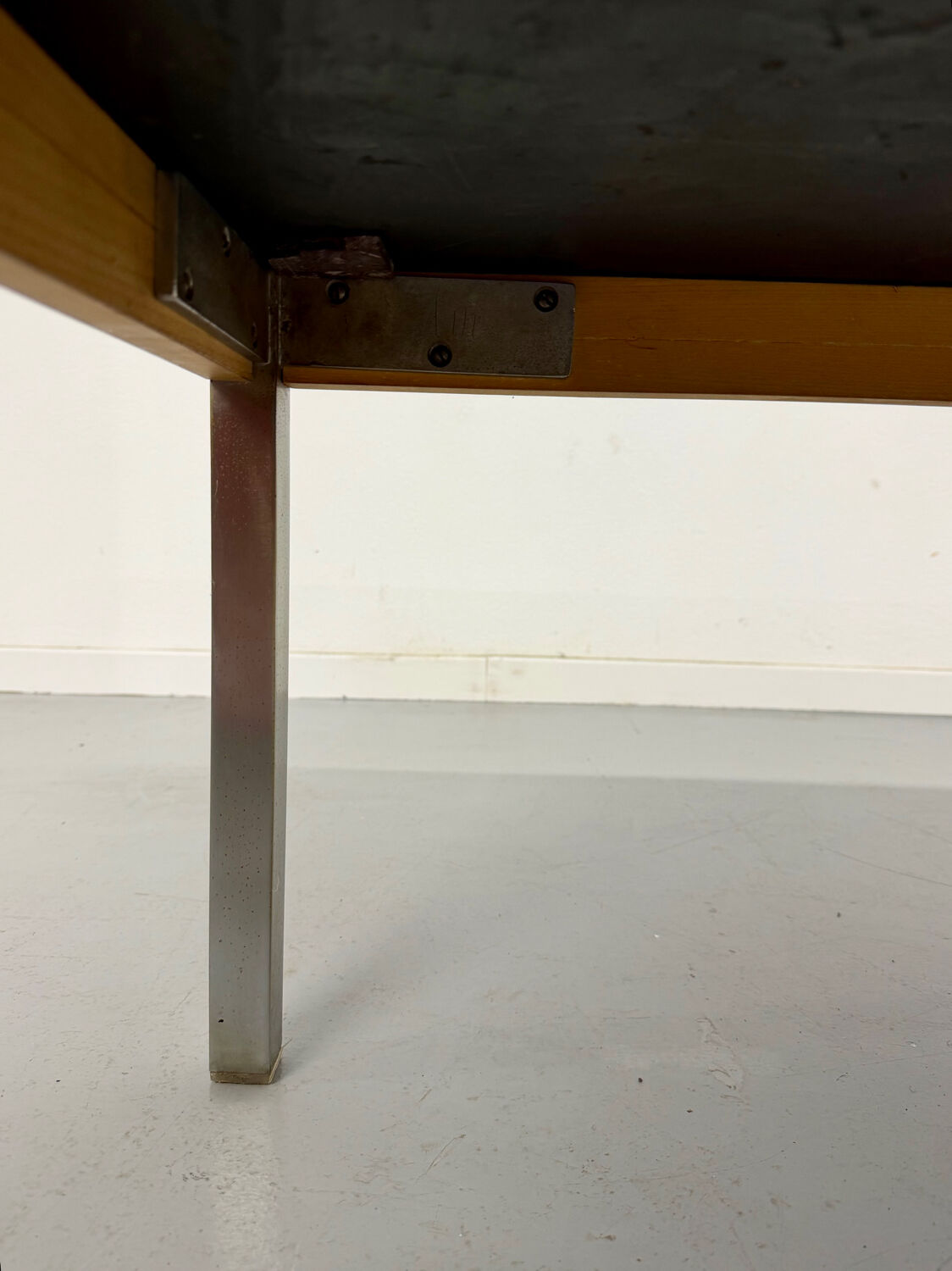 Vintage 1960s Italian design green marble and metal coffee table.