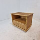 Bamboo and Rattan Pair of Bedside Tables Nightstands by Dal Vera, Italy 1970s