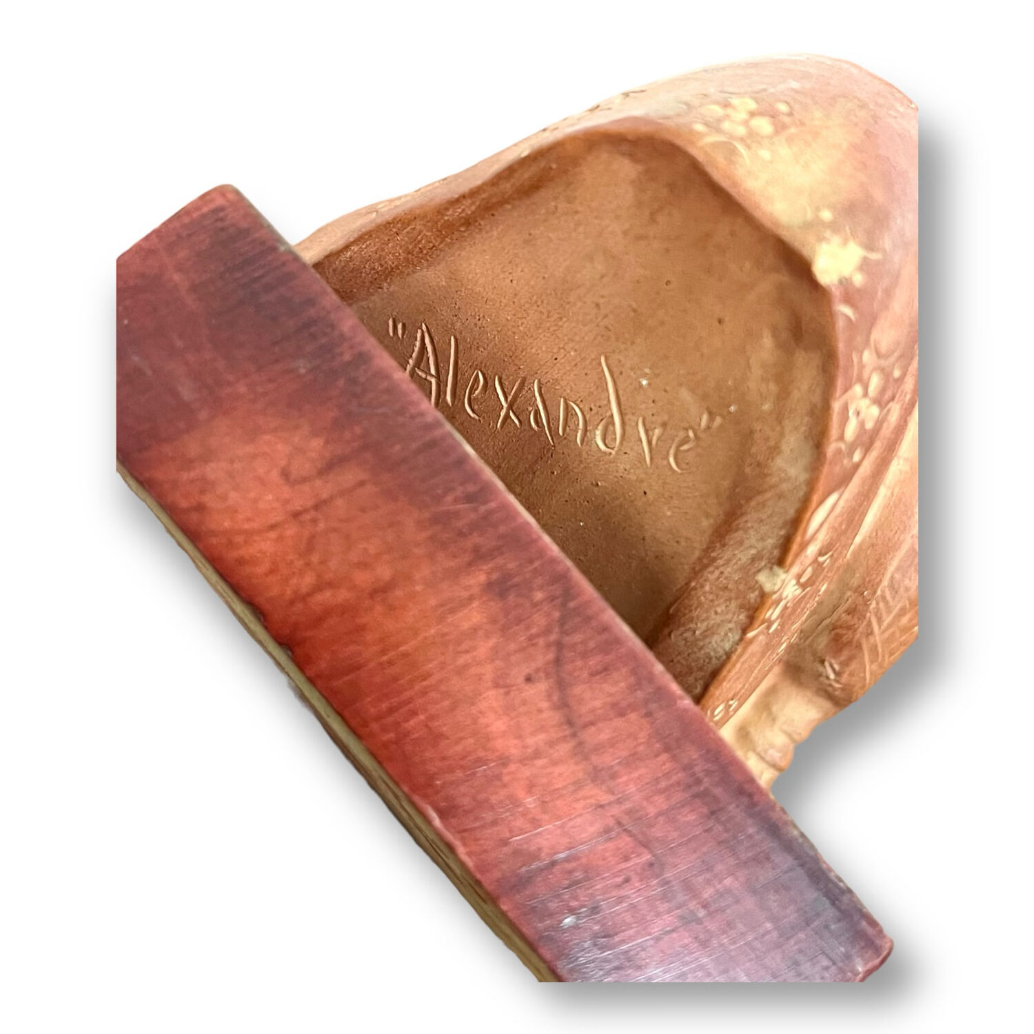 Bust of a woman with terracotta veil signed Alexandre