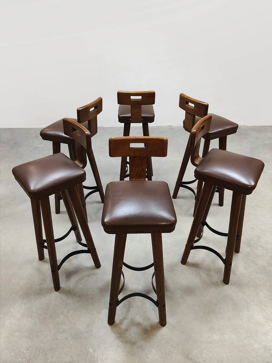 Vintage design 70’s wooden bars tools T-back Brutalist