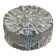 Round wall-mounted ceiling light, transparent moulded glass, vintage fixture.