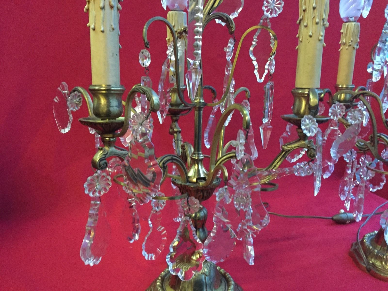 Pair of crystal tassels with bronze frame