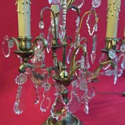 Paire de girandoles à pampilles cristal avec armature bronze