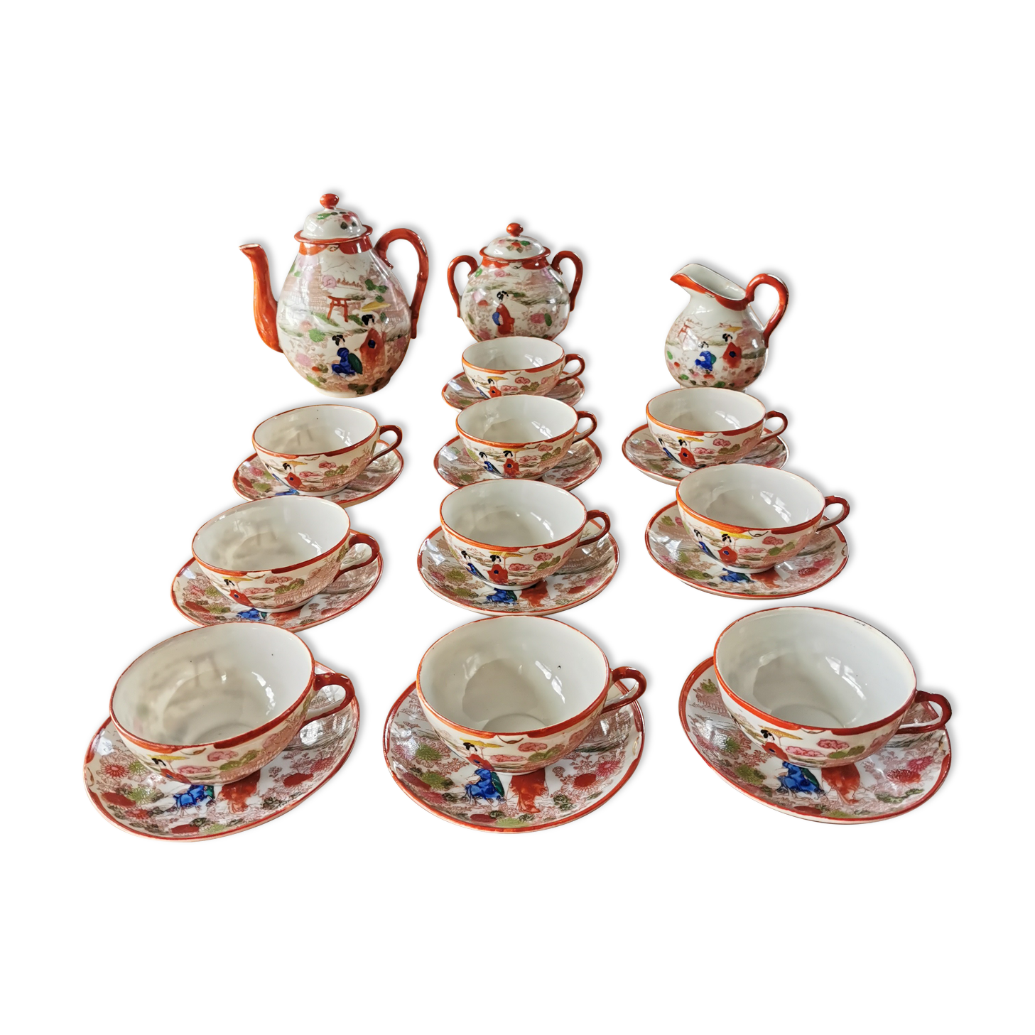 Great old Japanese tea set made of porcelain