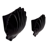Pair of vintage wall lights in black porcelain, France 1970.