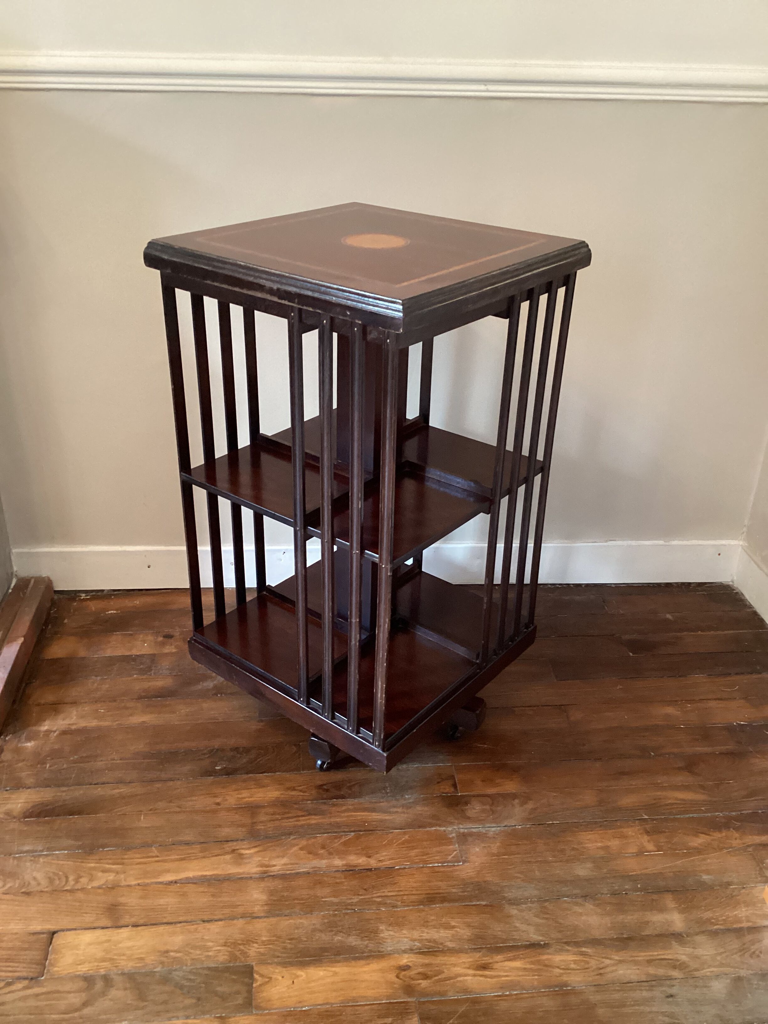 Rotating bookcase, vintage English