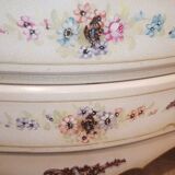 Chest of drawers painted flowers eggshell Italy XX