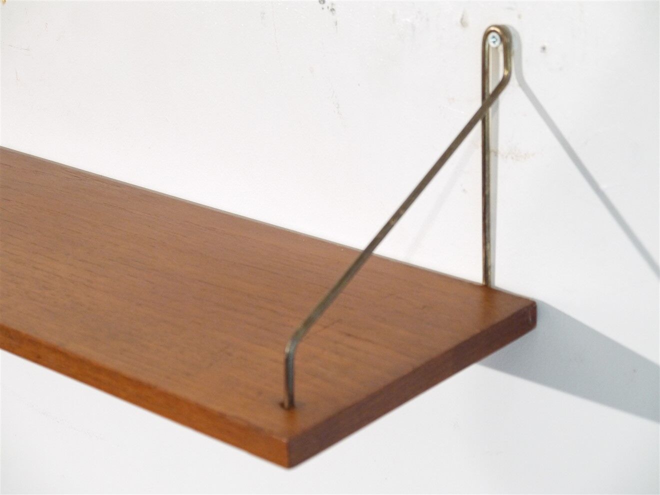 Pair of Danish teak and brass shelves 1960
