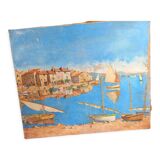 Oil sue canvas in old linen