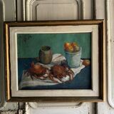 Watercolor on paper by E. Legros 1956 still life with crabs