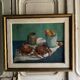 Watercolor on paper by E. Legros 1956 still life with crabs