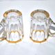 Baccarat set of 2 glasses with liquor mug in gilded cut crystal 1907 4.5cm