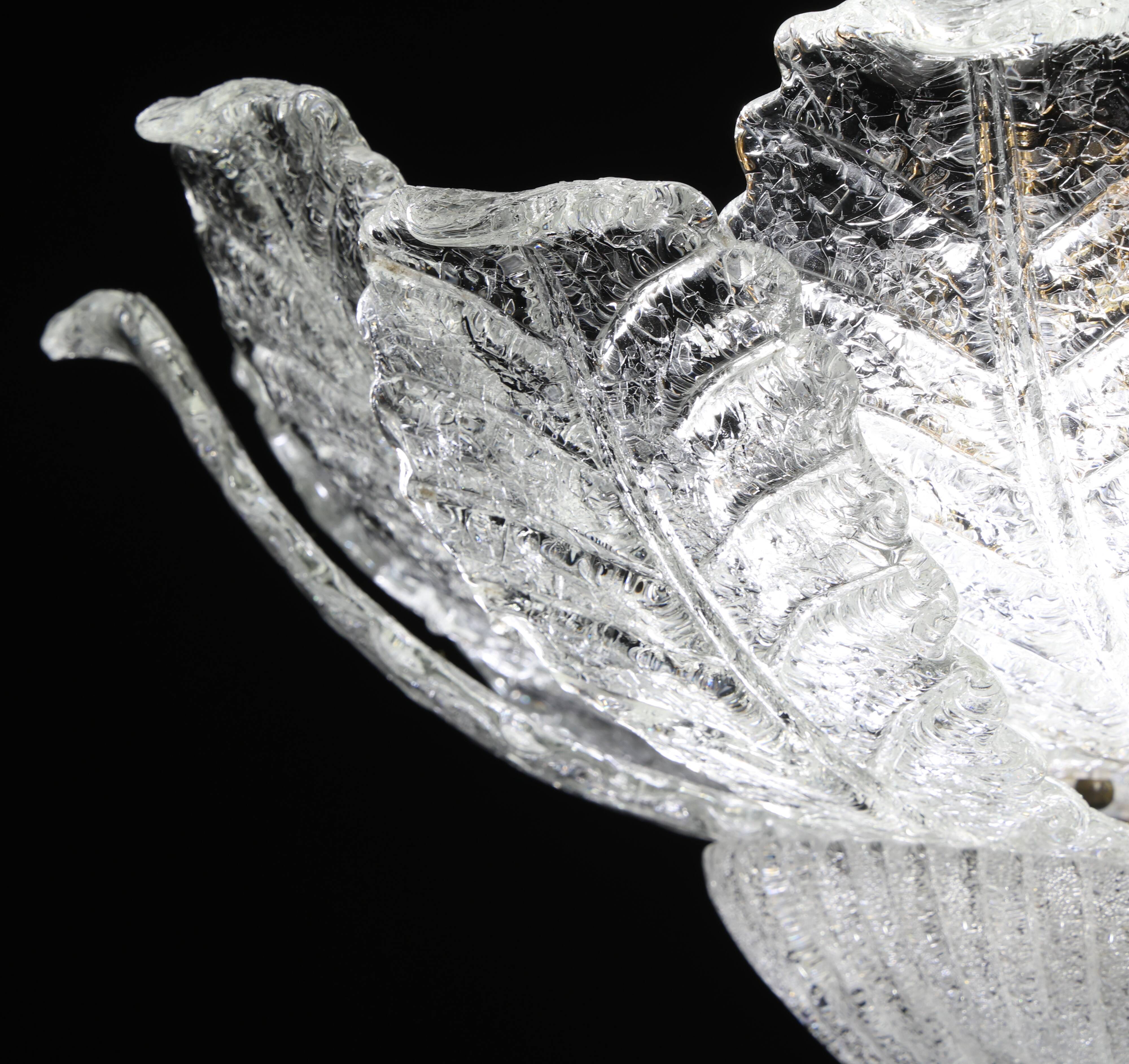 Procida, Murano Clear trasparent Vintage Glass Ceiling Light, 1970s