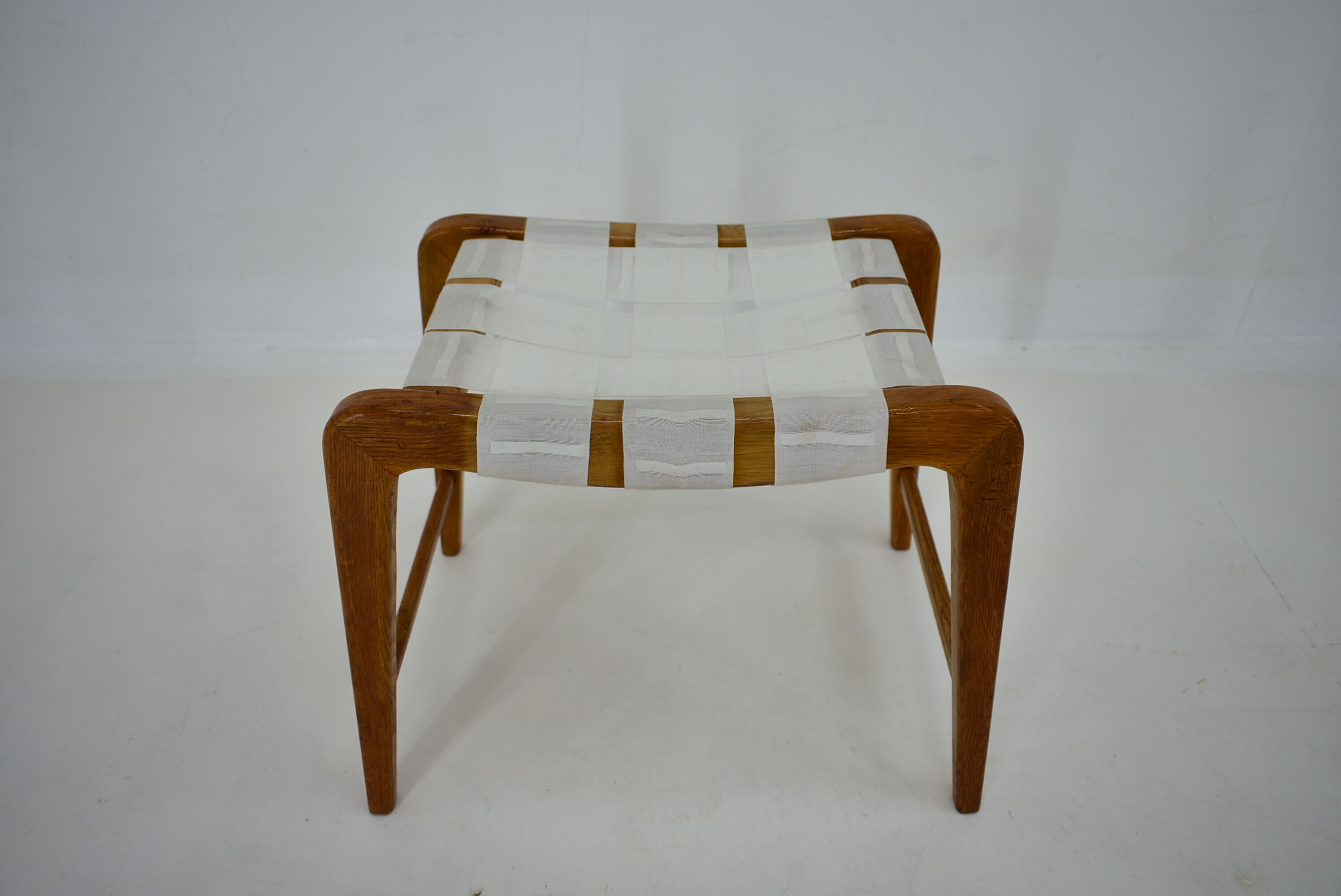 1940s, Jan Vanek Sculptural Oak Stool or Ottoman, Czechoslovakia