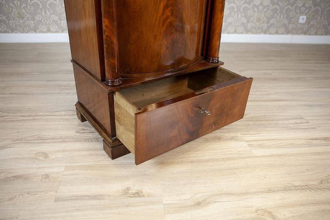 19th-Century Biedermeier Mahogany Wood and Veneer Linen Press