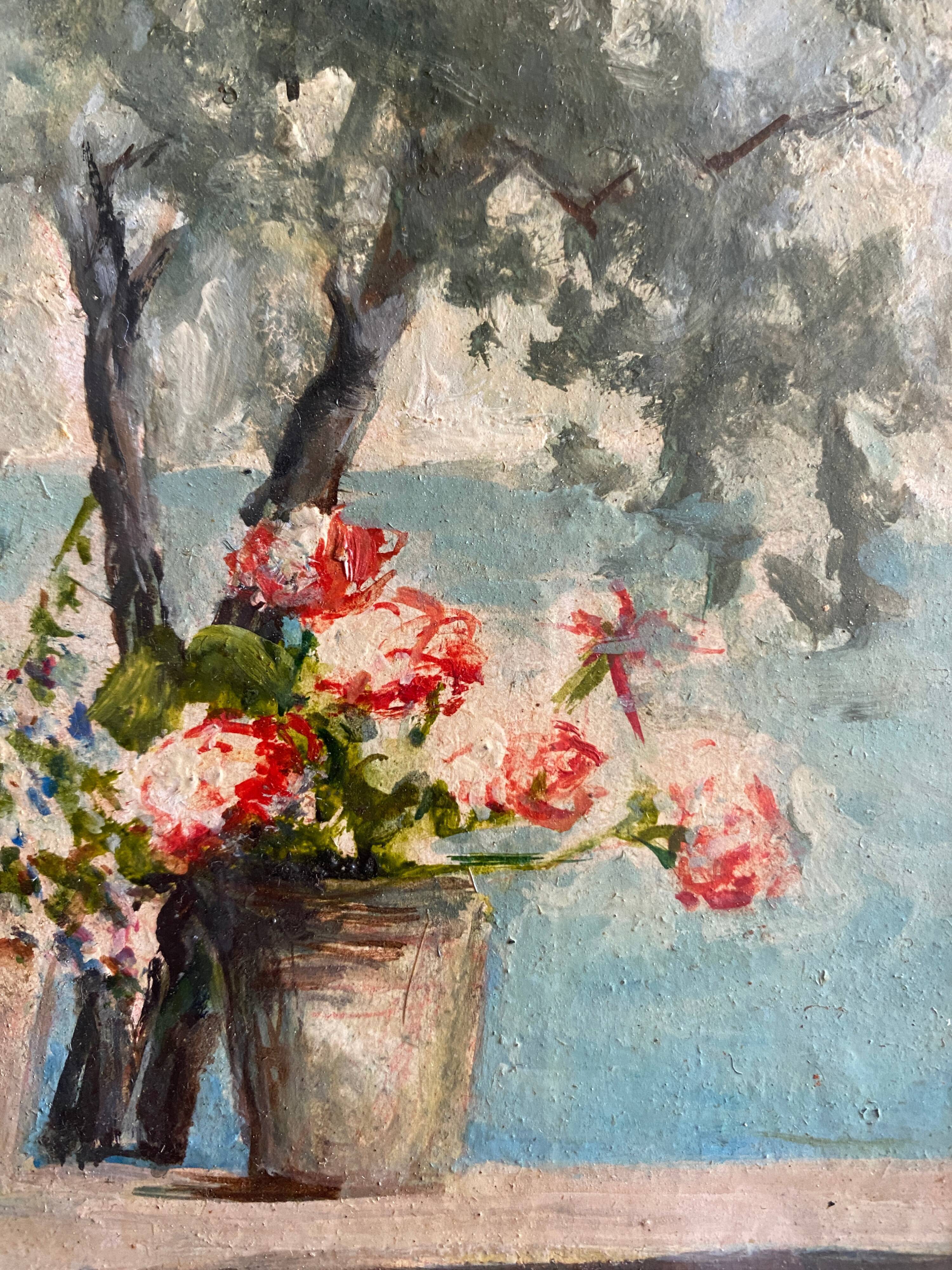 Painting signed Matilde Ascher "Terrace in Bonassola"