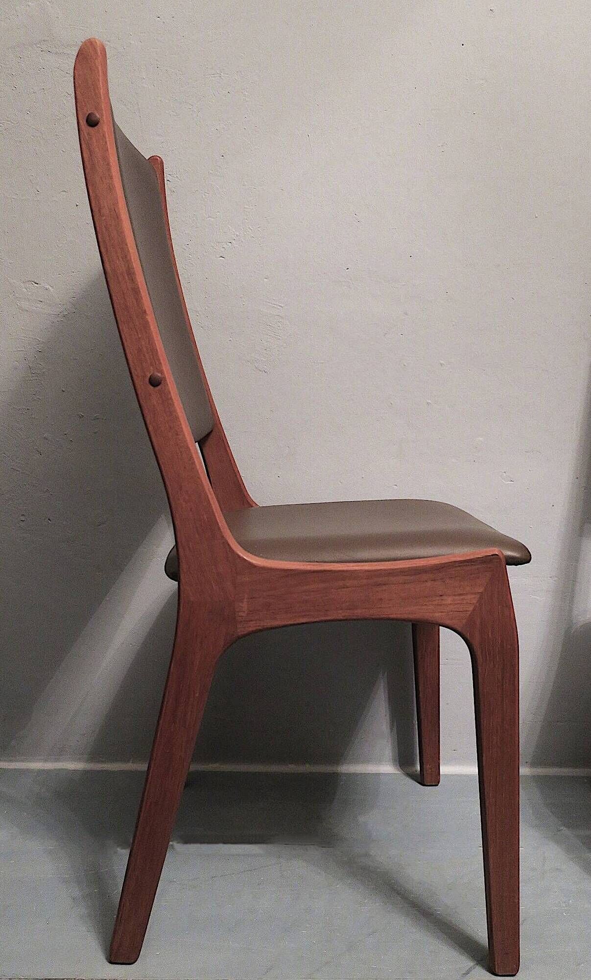 Pair of K S Mobler dining chairs in teak and leather, Denmark 1960s