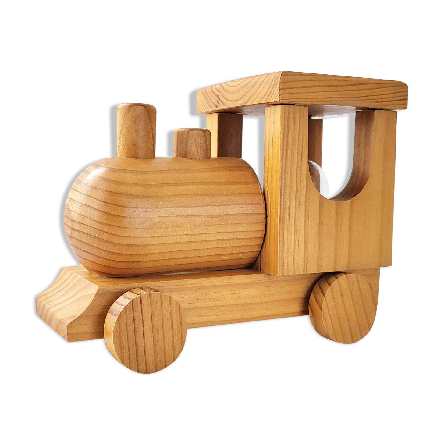 Vintage 1970 pine locomotive lamp