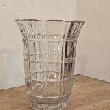 Grand vase Art Déco en cristal blanc ciselé