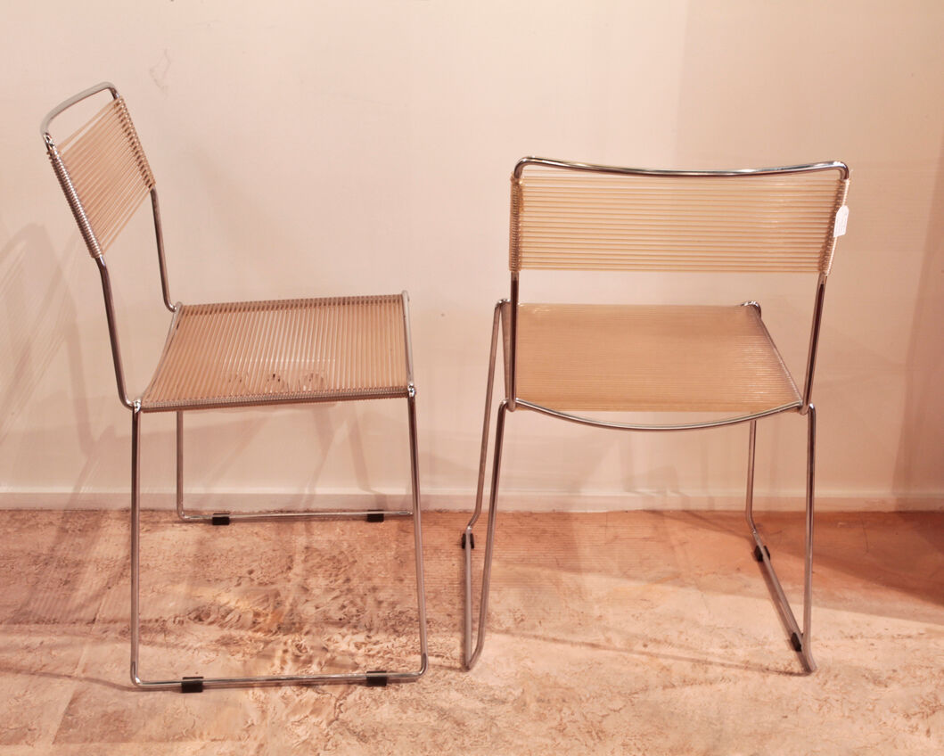 Pair of chairs chrome and scoubidou