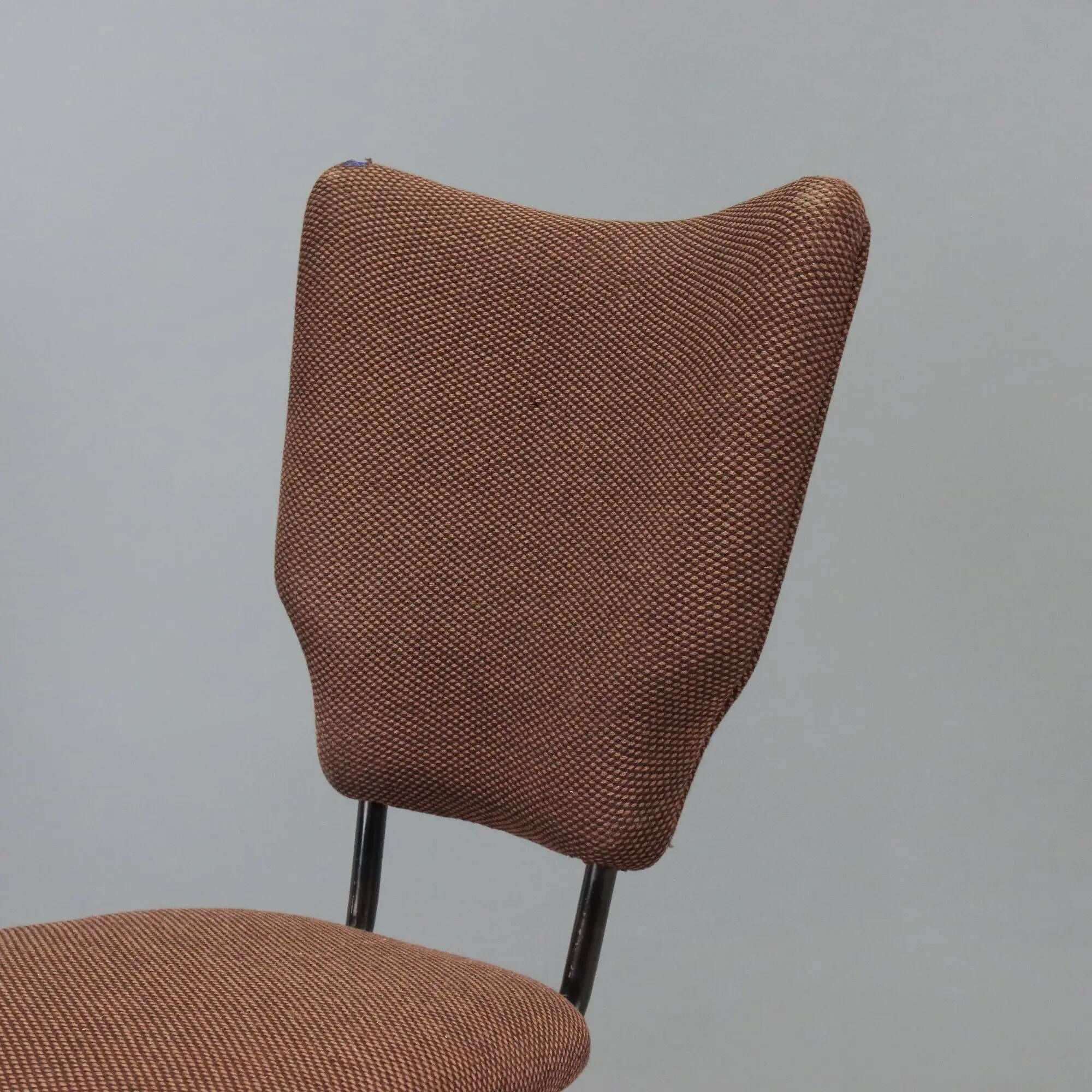 Vintage metal chairs with brass tips, Italy, 1950s-1960s.
