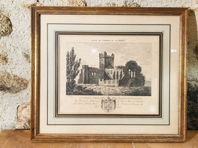Lithographie ancienne « Ruine de l’Abbaye de Dunbrody »