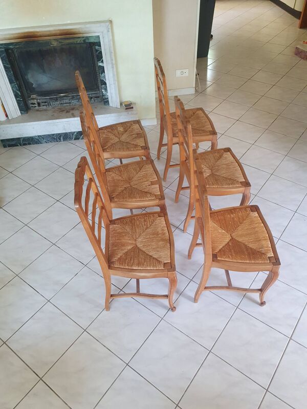 6 chaises en merisier style Louis XV