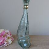 Vintage Italian glass fish bottle 75 cl, seaside decor 1970.