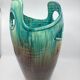 Vase Accolay signé J C en céramique Marron, Bleu France Vintage Design 1960