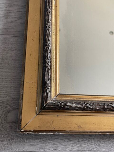 LARGE MIRROR OF FIREPLACE WOOD AND STUCCO DORE XIX EME NAPOLEON III