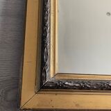 LARGE MIRROR OF FIREPLACE WOOD AND STUCCO DORE XIX EME NAPOLEON III