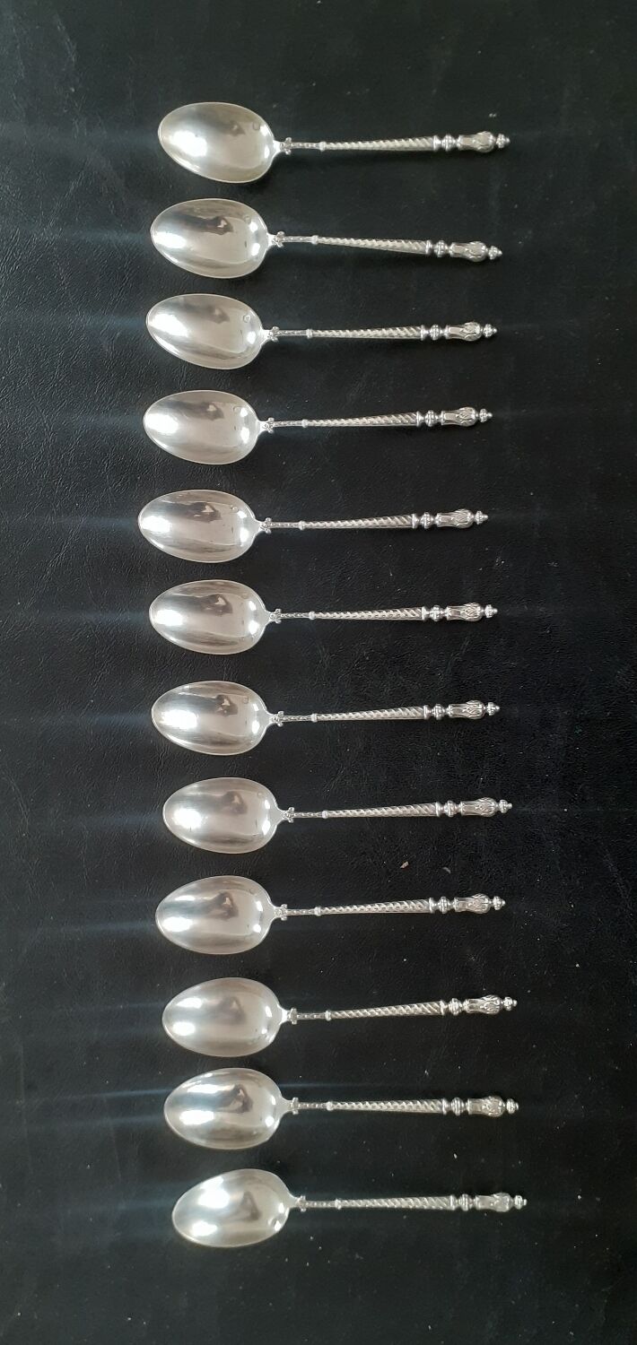 12 small spoons solid silver late nineteenth edmond bonnesoeur goldsmith