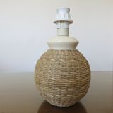 Lamp in rattan and ceramic 70s