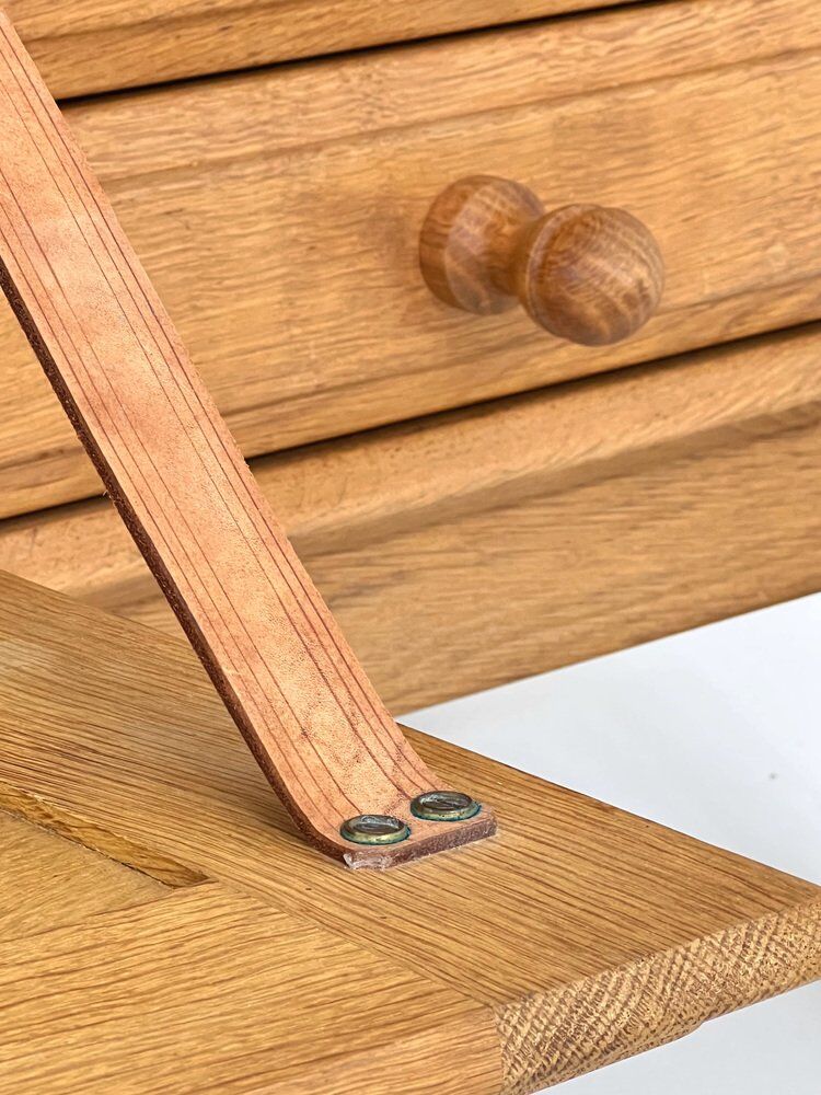 Small oak and leather enfilade by Guillerme and Chambron